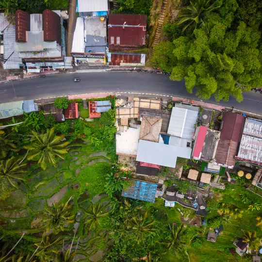 Atap permukiman dilihat dari udara